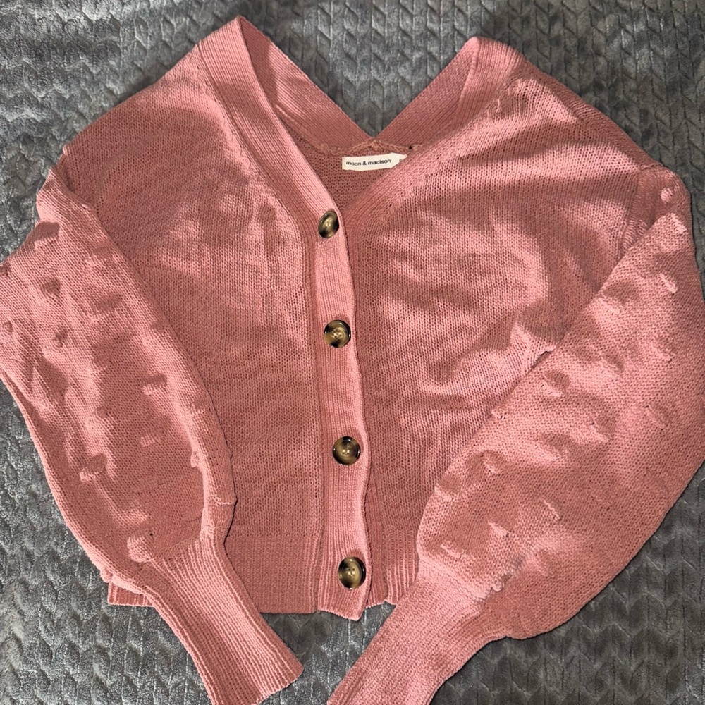 Moon & Madison Dusty Rose Button-Up Cardigan